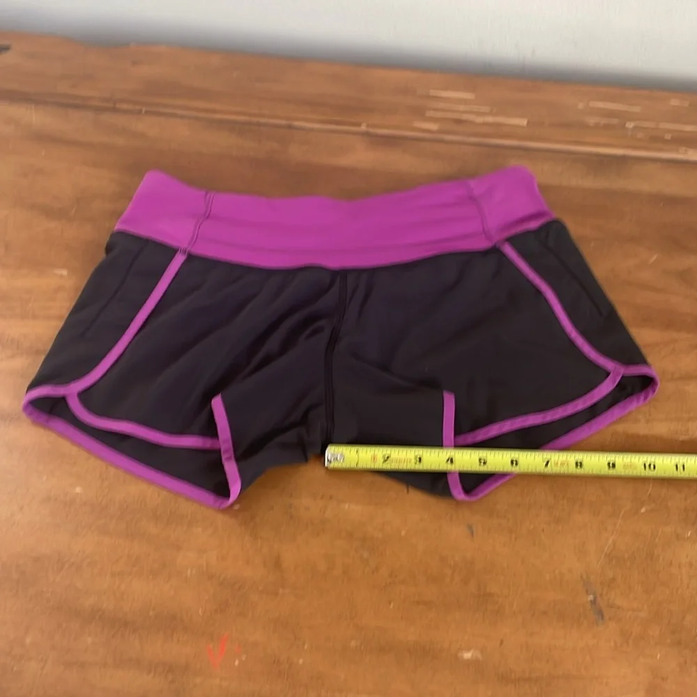 Lululemon Women's Black and Purple Running Shorts Size 6